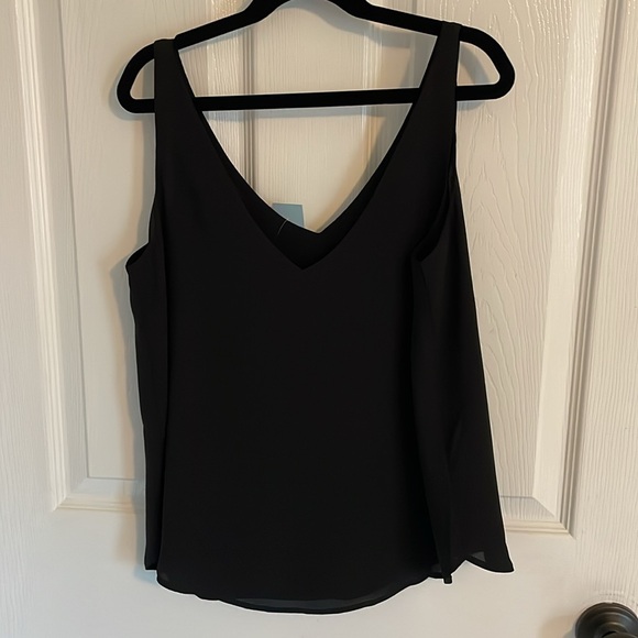 NWT LOFT Double V-Neck Sleeveless Blouse in Black, XXSP - Picture 3 of 3